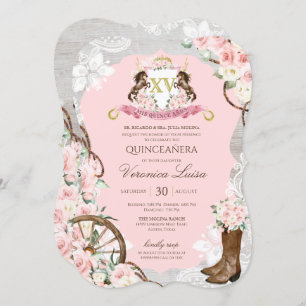 Rustic Pink Charro Quinceanera Invitation