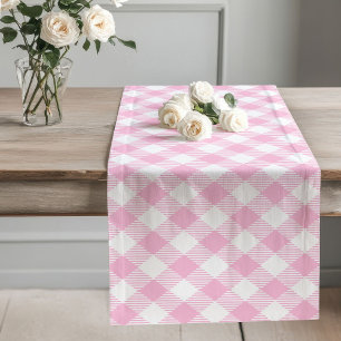 Rustic Pink Check Table Runner for Cottage Vibes