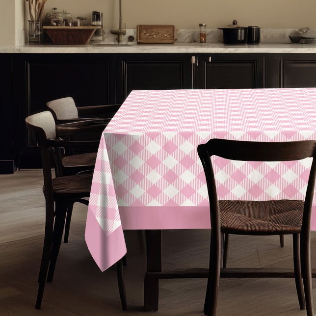 Rustic Pink Checkered Tablecloth Farmhouse Kitchen (Rustic Pink Checkered Tablecloth Farmhouse Kitchen)