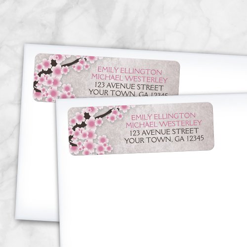 Rustic Pink Cherry Blossom Address Labels