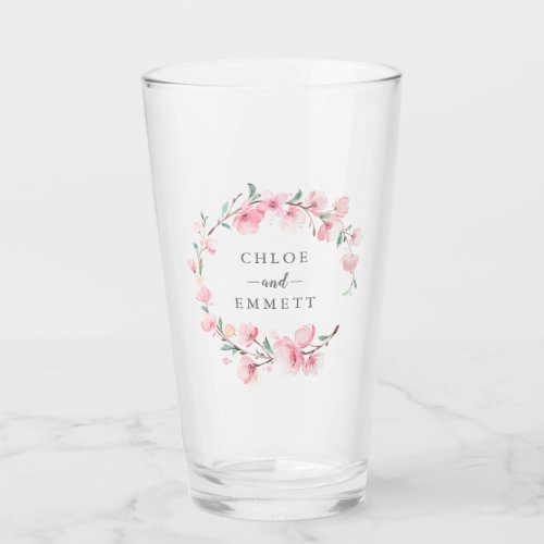 Rustic Pink Cherry Blossom Floral Glass