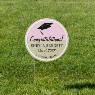 Rustic Pink Congratulations Photo Graduation Sign