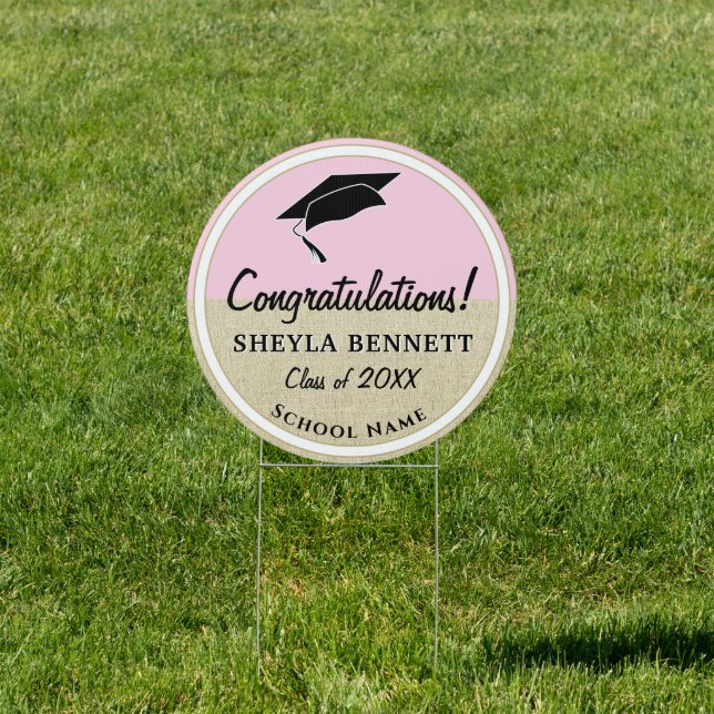 Rustic Pink Congratulations Photo Graduation Sign (Insitu)