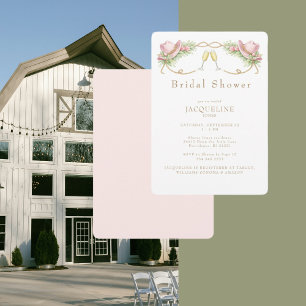 Rustic Pink Cowboy Hat Rustic Bridal Shower Invitation