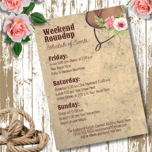 Rustic Pink Cowgirl Bachelorette Itinerary Invitation