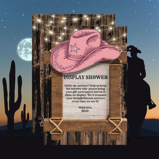 Rustic Pink Cowgirl Hat Baby Shower  Enclosure Card (Creator Uploaded)