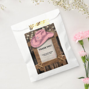 Rustic Pink Cowgirl Hat Baby Shower Favor Bag