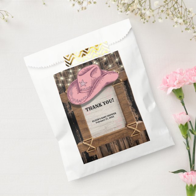 Rustic Pink Cowgirl Hat Baby Shower  Favor Bag (Sealed)