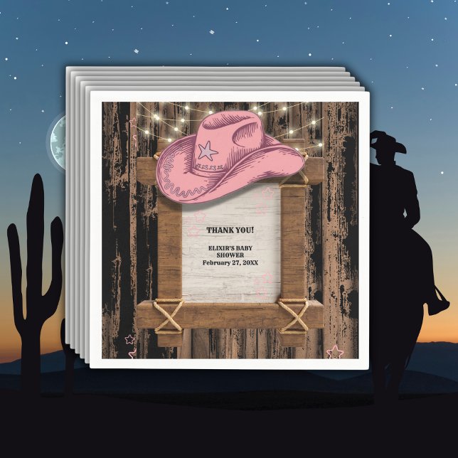 Rustic Pink Cowgirl Hat Baby Shower  Napkins (Creator Uploaded)
