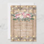 Rustic Pink Cream Eucalyptus Floral Wedding Invitation (Front)