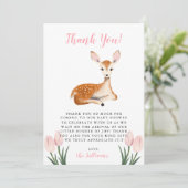 Rustic Pink Deer Baby Shower Thank You Card | Zazzle