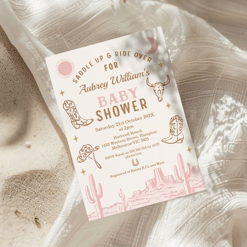 Rustic Pink Desert Girls Cowgirl Baby Shower 