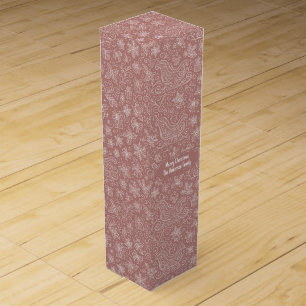 Rustic Pink Doodle Christmas Sleigh Pattern Wine Box