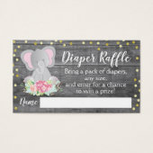 Rustic Pink Elephant Baby Shower Diaper Raffle (Front)