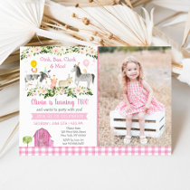 Rustic Pink Farm Flora 2nd Birthday Invitation