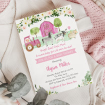 Rustic Pink Farm Floral Baby Shower Invitation