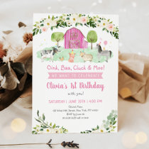 Rustic Pink Farm Floral Birthday Invitation