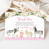 Rustic Pink Farm Floral Birthday Thank You Card