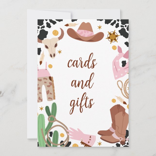 Rustic Pink First Rodeo Birthday Menu Sign Card (Front)