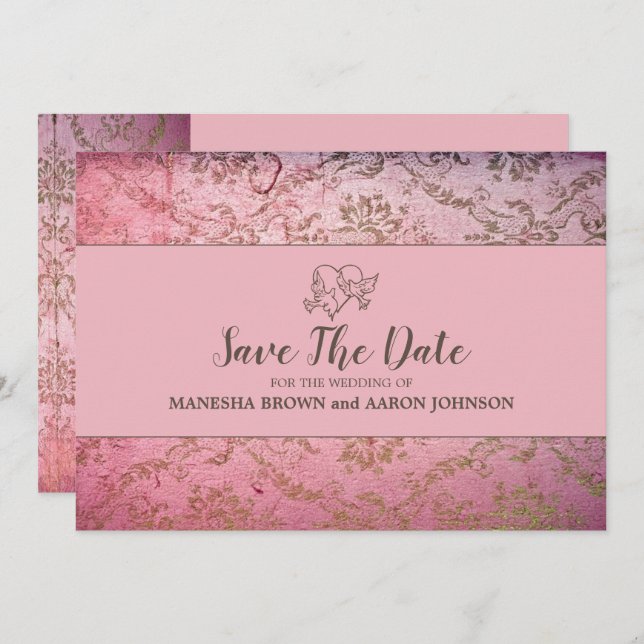 RUSTIC PINK - Flat Save The Date Card (Front/Back)