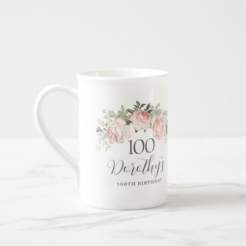 Rustic Pink Floral 100th Birthday Party Bone China Mug