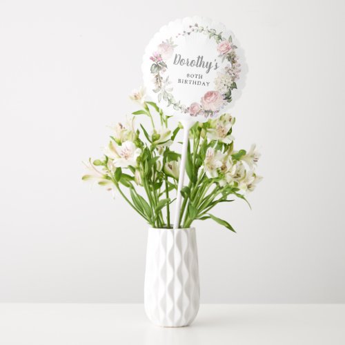 Rustic Pink Floral 80th Birthday Balloon