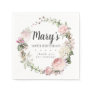 Rustic Pink Floral 90th Birthday Party Napkins