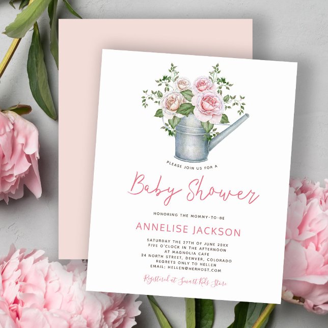 Rustic pink floral baby girl BUDGET shower invite (Creator Uploaded)
