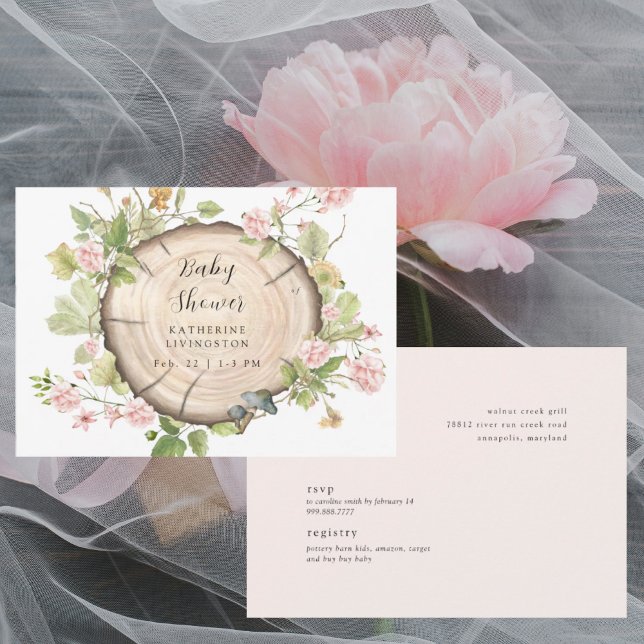 Rustic Pink Floral Baby Shower Invitation (Creator Uploaded)