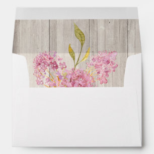 Rustic Pink Floral Barn Wood Envelope