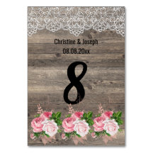 Rustic Pink Floral Bouquet Lace TABLE NUMBER