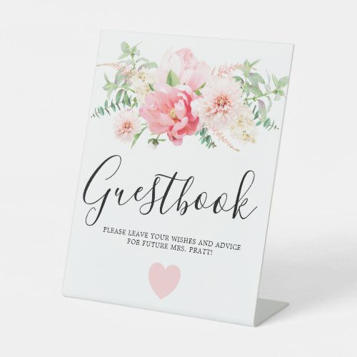Rustic Pink Floral Bridal Shower Guestbook Sign