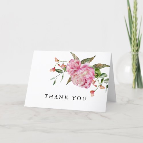 Rustic Pink Floral Bridal Shower Thank You Card