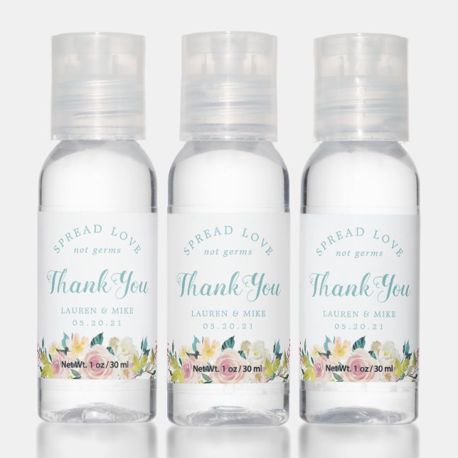Rustic Pink Floral Bridal Shower Wedding Favor Hand Sanitizer (Set)