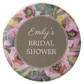 Rustic Pink Floral Brown Bridal Shower Chocolate Covered Oreo (Front)