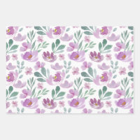 Boho Wedding Sage Watercolor Floral Bridal Shower Wrapping Paper Sheets