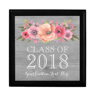 Rustic Pink Floral Graduation Keepsake Gift Box