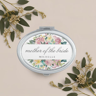 Rustic Pink Floral Mother of the Bride Gift Compact Mirror