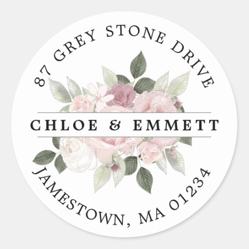 Rustic Pink Floral Return Address Label