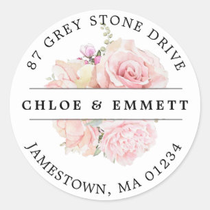 Rustic Pink Floral Return Address Label