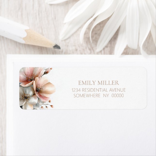 Rustic Pink Floral Return Address Label (Insitu)