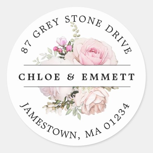 Rustic Pink Floral Return Address Label