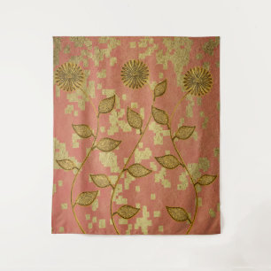 Rustic Pink Floral Shine Tapestry