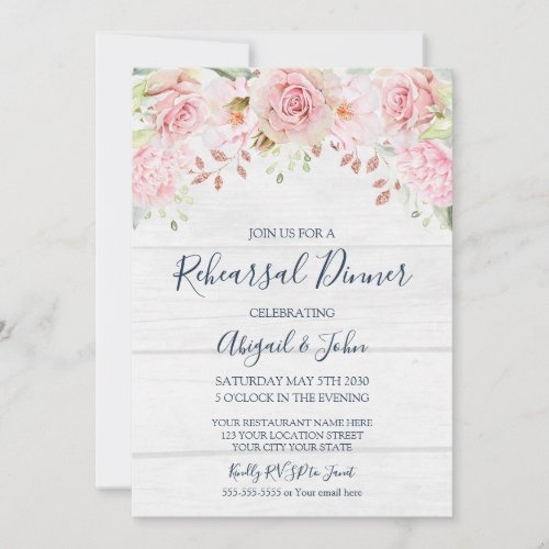 Rustic Pink Floral Spring Rehearsal Dinner
