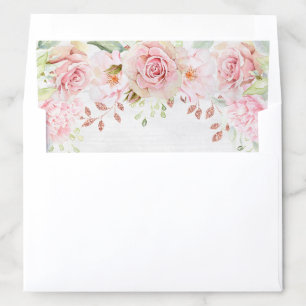 Rustic Pink Floral Spring Wedding Envelope Liner