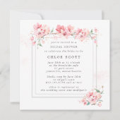 Rustic Pink Floral Watercolor Bridal Shower Invitation (Front)