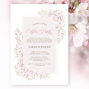 Rustic Pink Floral Wedding After Party Invitation