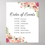 Rustic Pink Floral Wedding Order of Events Sign<br><div class="desc">Use our rustic pink flower wedding order of events sign to let your guests know your schedule. The wording is customizable. Use Zazzle's "Personalize this template" tool to enter your own information. If you need to change the placement of the text boxes, font color or size just click on the...</div>