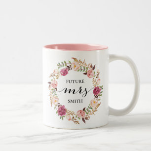Rustic Pink Floral Wedding Planning Mrs Coffee Mug