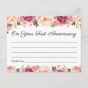 Rustic Pink Floral Wedding Time Capsule Cards